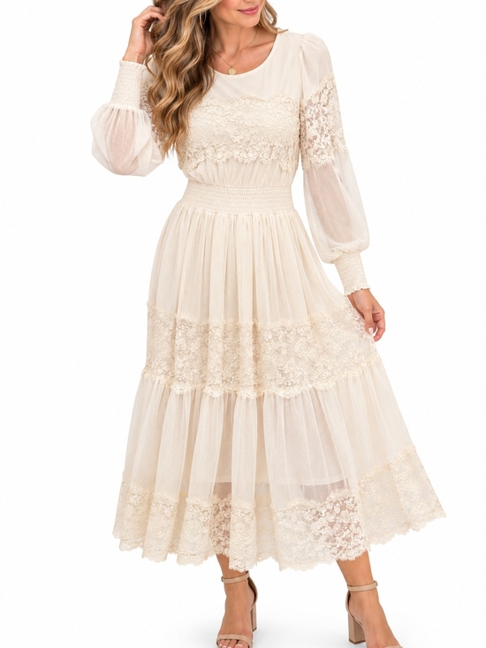 bohme Dresses & Skirts - bohme Cream Lace Tiered Maxi Dress Nwt Xs